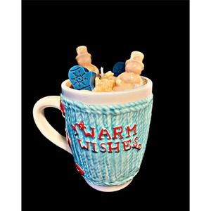 Handmade Christmas Winter Snowman w/ Mitten & Hat Coffee Mug Sweater Candle